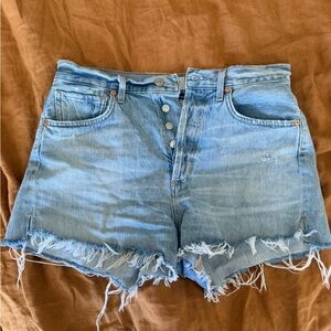 Denim Frayed Hem Women's Shorts